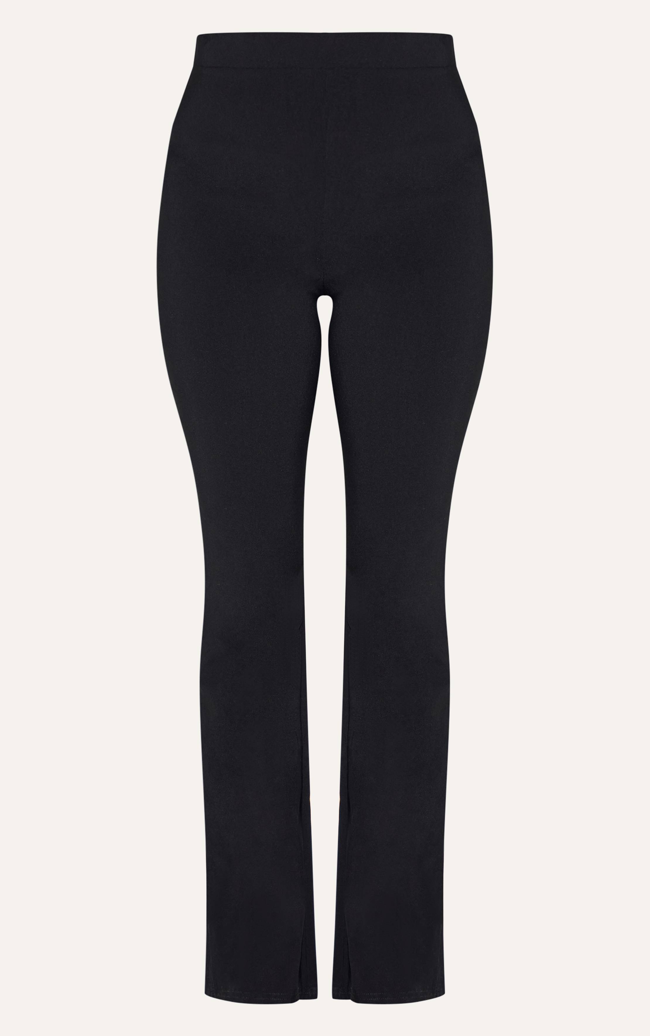 Noir Pantalon Grande Taille À Jambe Évasée En Tissu Extensible