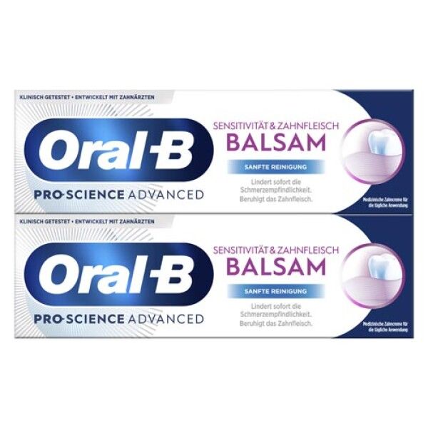 Doppelpack Oral-B Pro Science Sensitivität & Zahnfleisch Balsam Sanfte Reinigung Zahncreme 2x75 ml