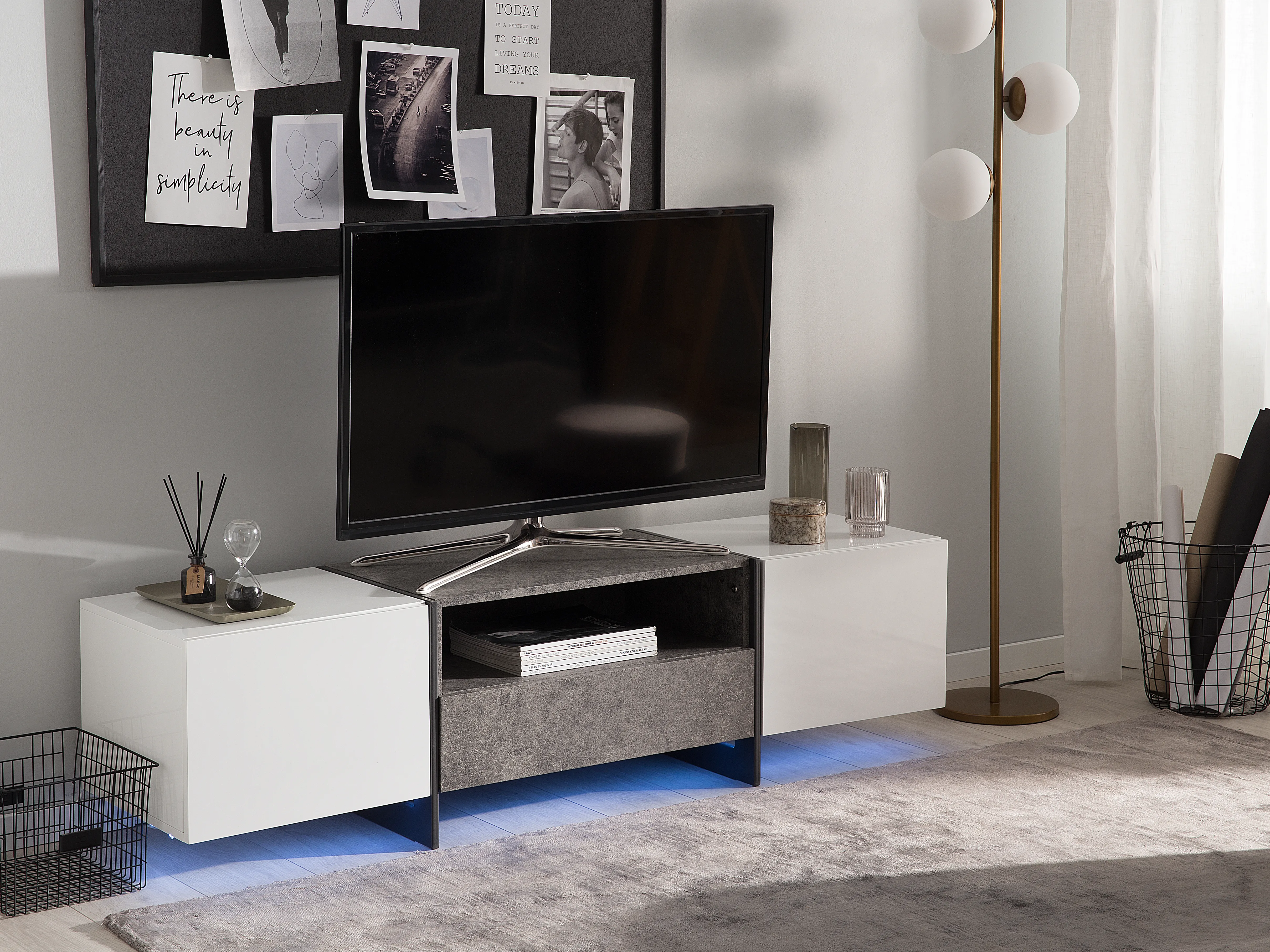 TV-meubel LED RUSSEL Grijs beton-effect