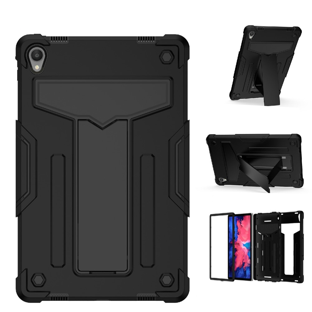 Lenovo Tab P11 (1. Gen.) Hybrid Outdoor Silikon Case Hülle mit Kickstand - Schwarz