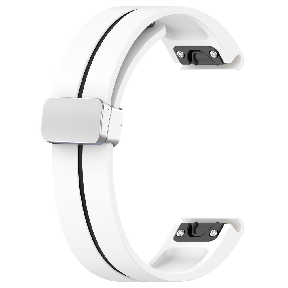 Garmin Fenix 5S Silikon Sport Armband mit Magnet-Verschluss - Weiss / Schwarz
