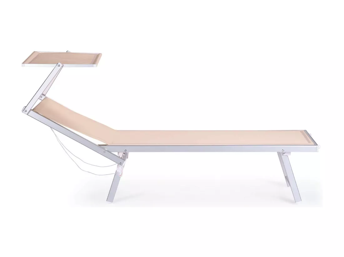Chaise Longue Rebecca Mobili Jambul 38x186x61 Aluminium Polyester Beige Moderne