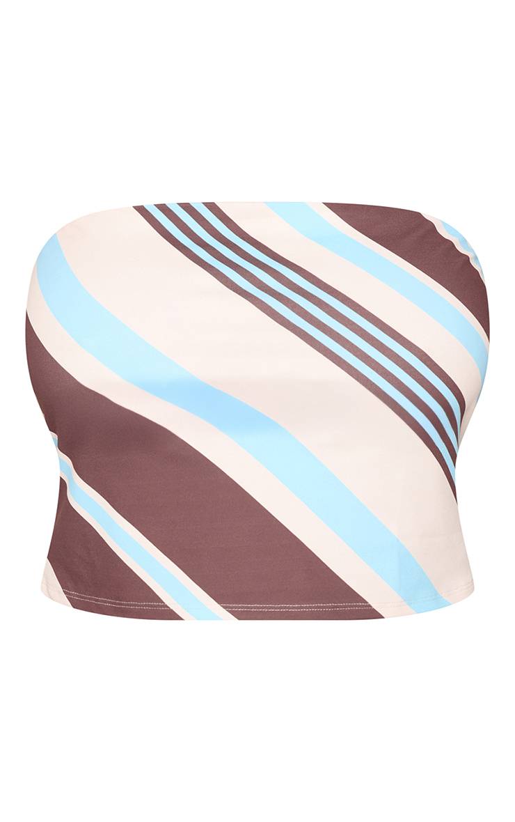 Crème Haut Bandeau À Rayures Toucher Doux Grande Taille