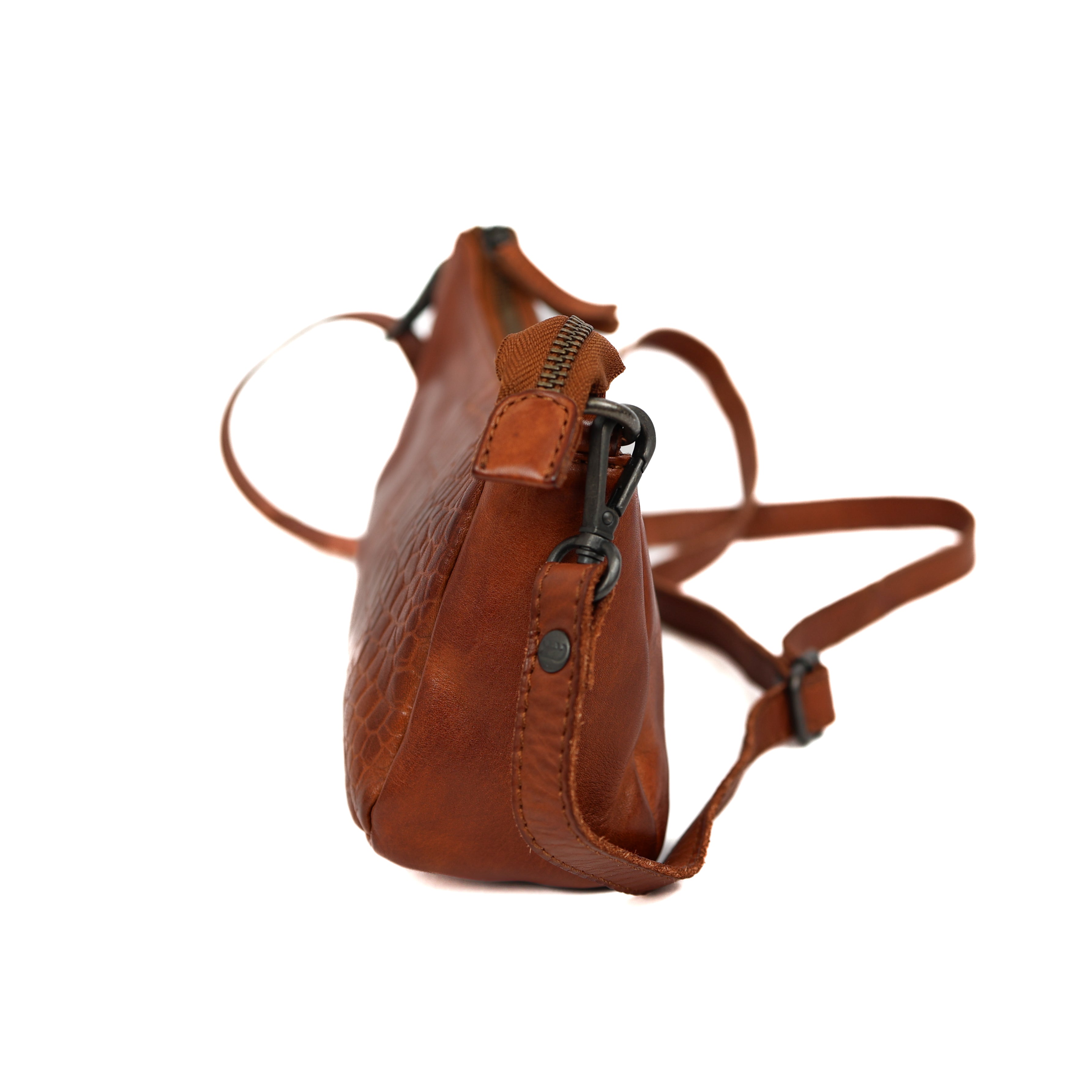 Klein schoudertasje 'Zeynep' cognac croco Cognac