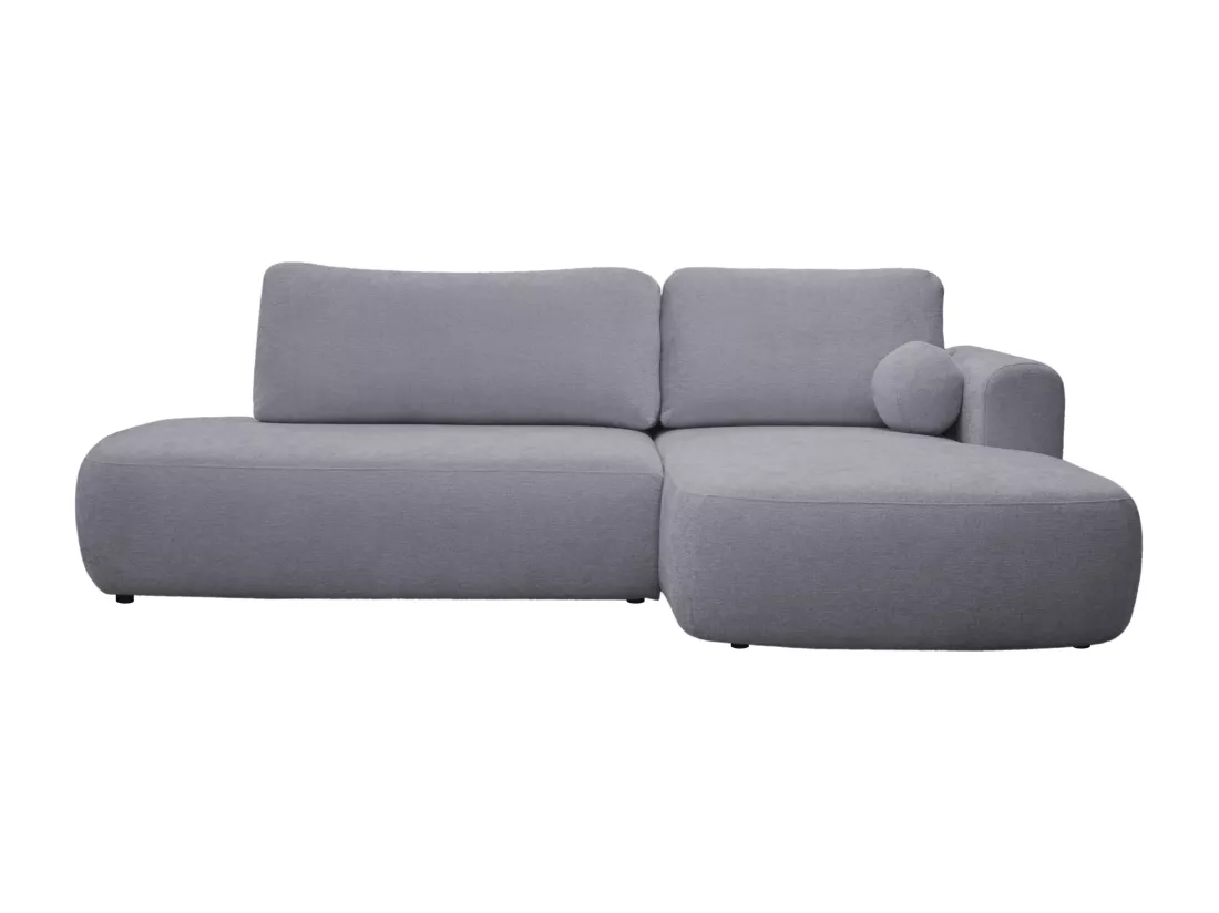 Canapé d'angle droit convertible en tissu texturé gris BROCARO de Maison Céphy