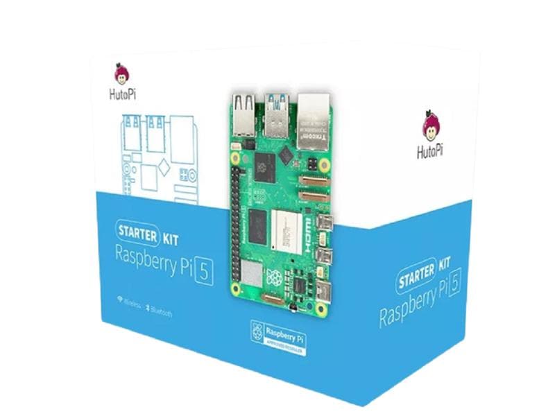 HutoPi Starter Kit Raspberry Pi 5 8 GB Entwicklerboard Start Set mit Raspberry Pi5, Gehäuse, Netzteil, Kabel und Speicherkarte
