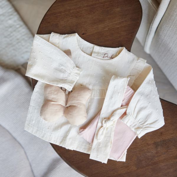Dirkje Blouse Lange Mouw + Haarband Off White