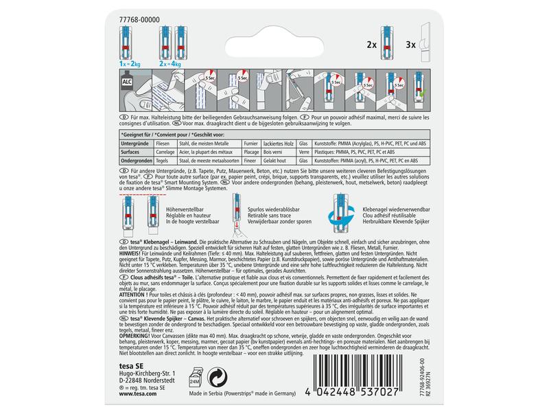 tesa Klebenagel Leinwand für Fliesen & Metall 2 kg Klebenagel für Leinwände, Fliesen & Metall