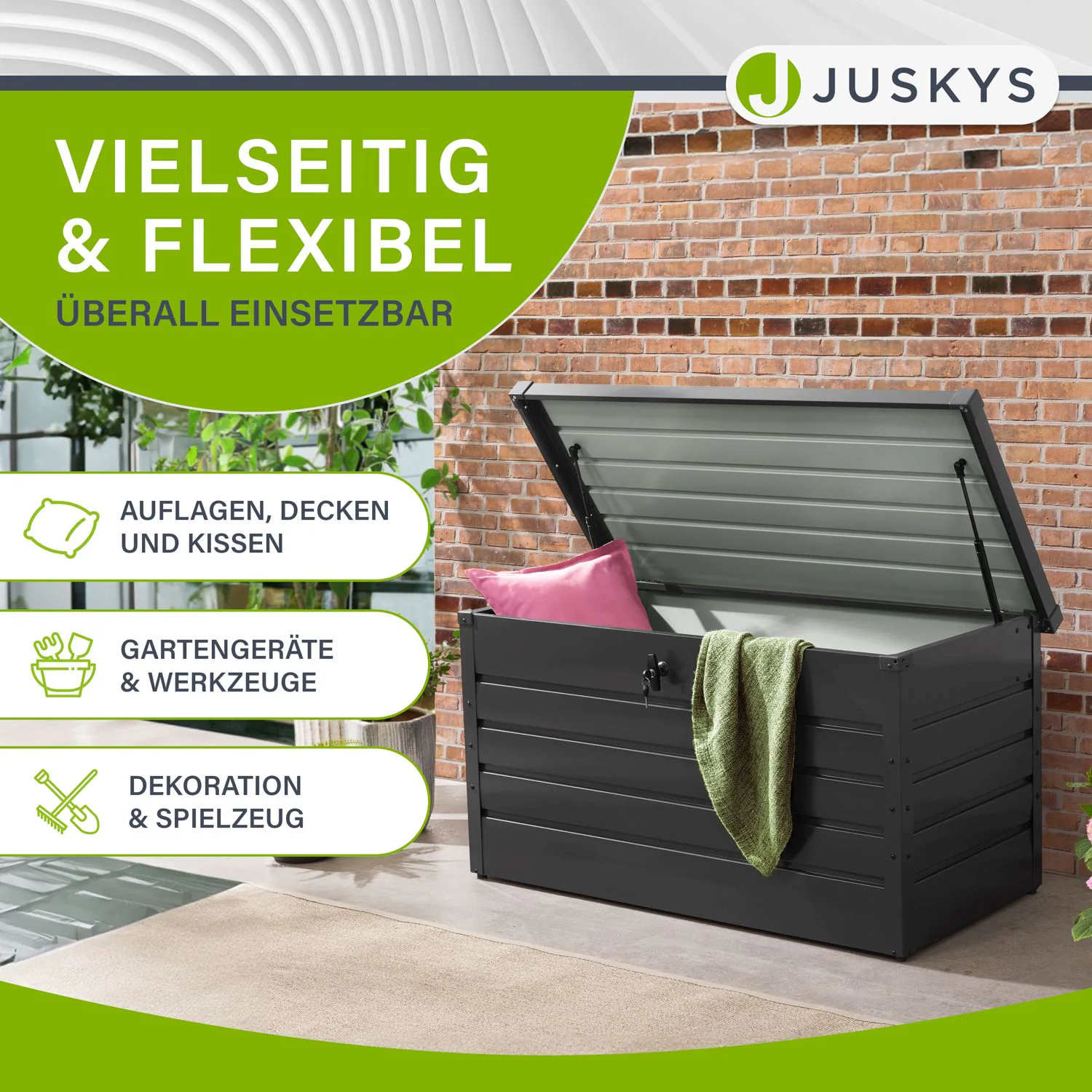 Juskys Metall Aufbewahrungsbox Limani 380 Liter - Box wasserdicht, abschließbar - Anthrazit