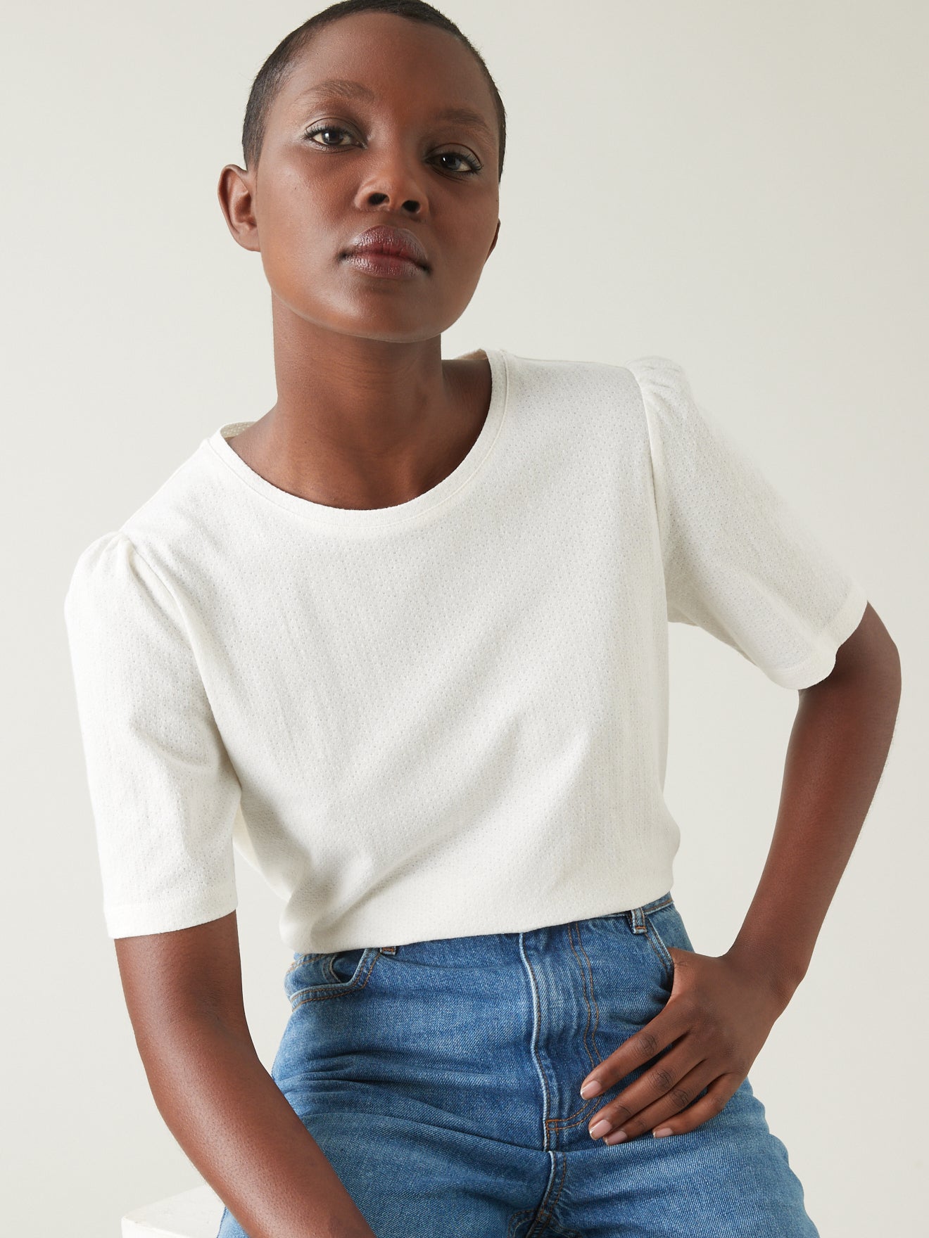 T-shirt jacquard texturé femme - coton bio