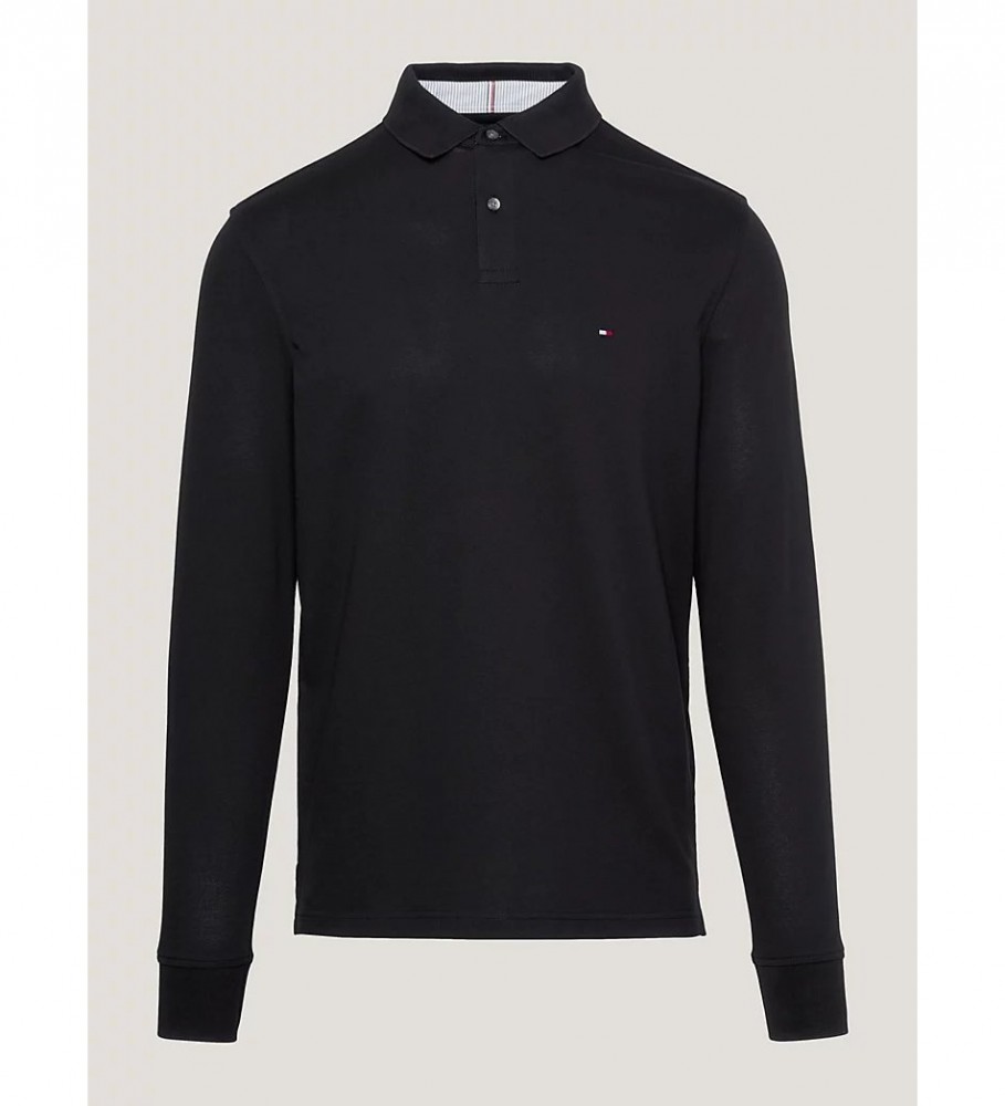 Camisa polo preta de manga comprida da coleção Tommy Hilfiger 1985.