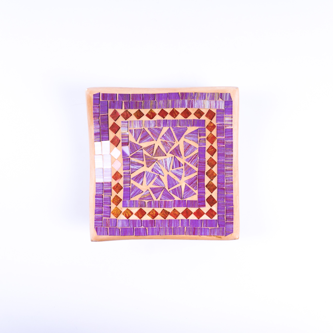 Mosaikteller 'Sweet 70's', lila, rot, B 16 cm, L 16 cm, H 4,5 cm von fischer's lagerhaus