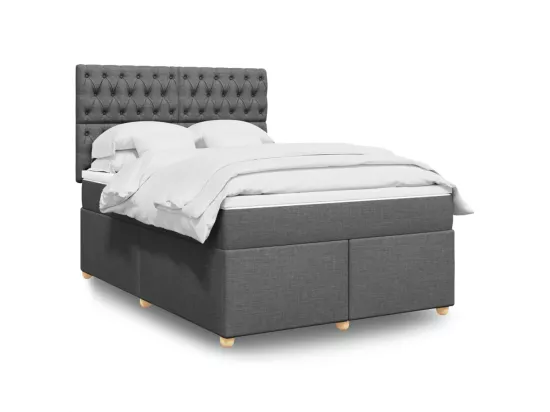 Sommier à lattes de lit avec matelas Gris foncé 140x190cm Tissu