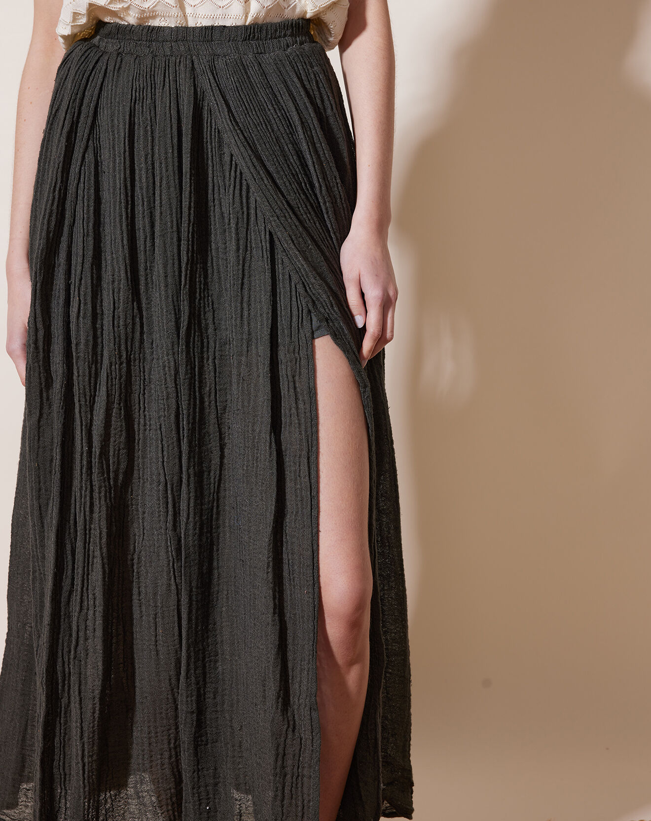 Louizon Jupe en Lin & Coton Yosaley carbonne