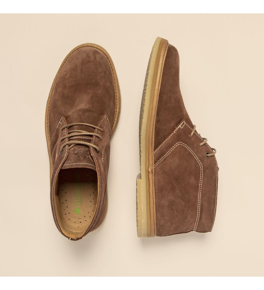 Sapatos de couro Naturalist N5950 em camurça de seda cor chocolate