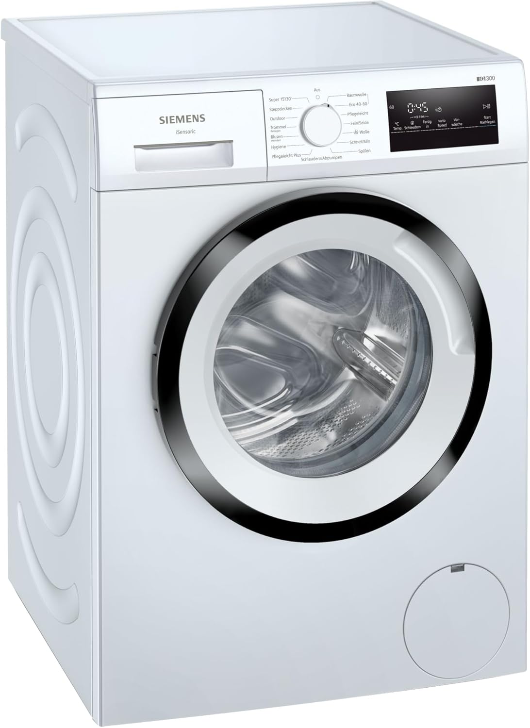 Siemens WM14N123 Waschmaschine iQ300, Frontlader mit 7kg Fassungsvermögen, 1400 UpM, speedPack L, Outdoor-Programm, simpleTouch LED-Display, iQdrive-Motor, Weiß, 60cm