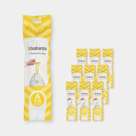 PerfectFit Afvalzakken Code A (3-5 liter), 10 rollen van 20 stuks