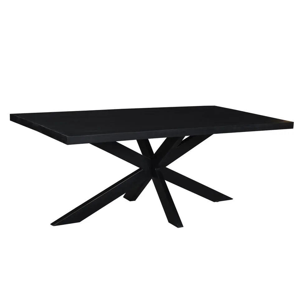 Livingfurn - e Zwart Eetkamertafel kala - Mango Hout - 200 cm