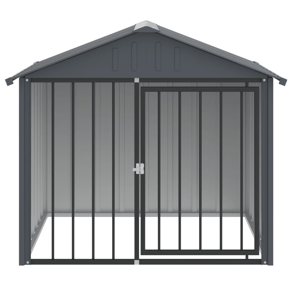 Canil vidaXL com cobertura, aço galvanizado, preto, 117x103x102 cm