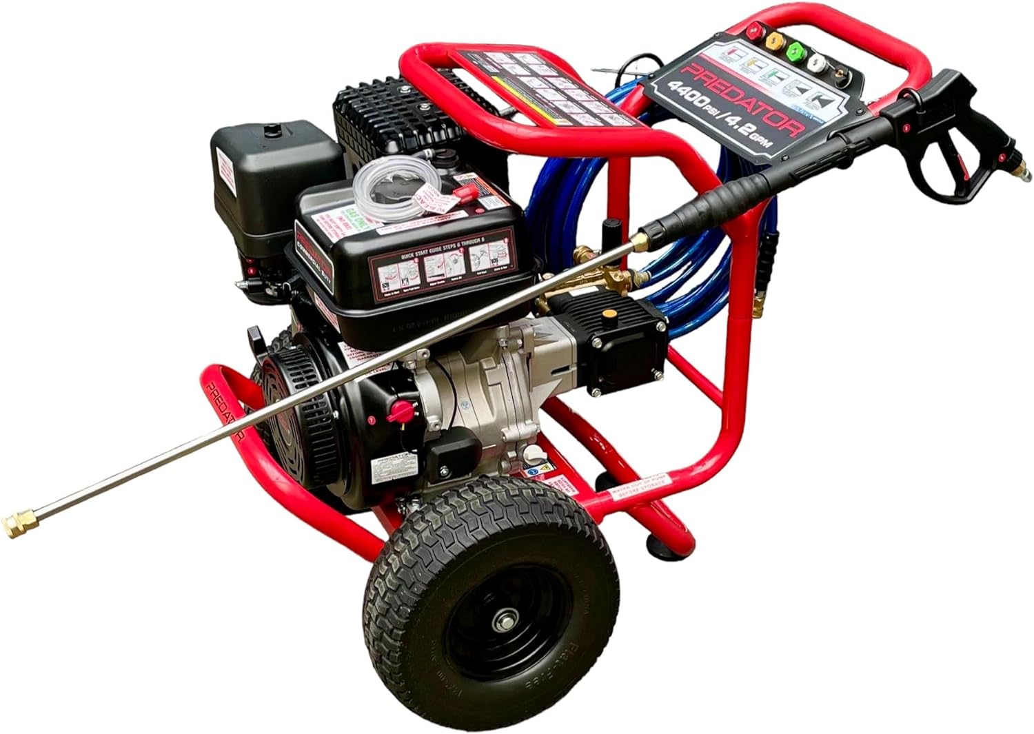 Predator Benzin-Hochdruckreiniger 13PS Flächenreiniger 420cm³ mit 300 bar Annovi reverberi RSV-4G44 Triplex Keramik - Hochdruckpumpe Steinreiniger Industriereiniger