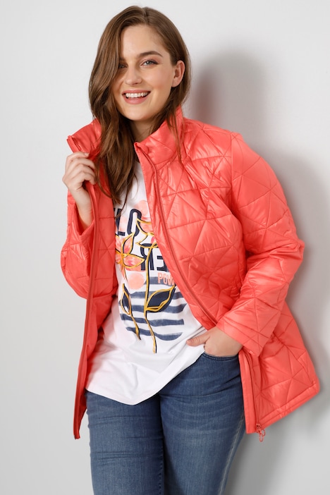 Steppjacke, Classic Fit, Rhombenstepp, Stehkragen, Langarm