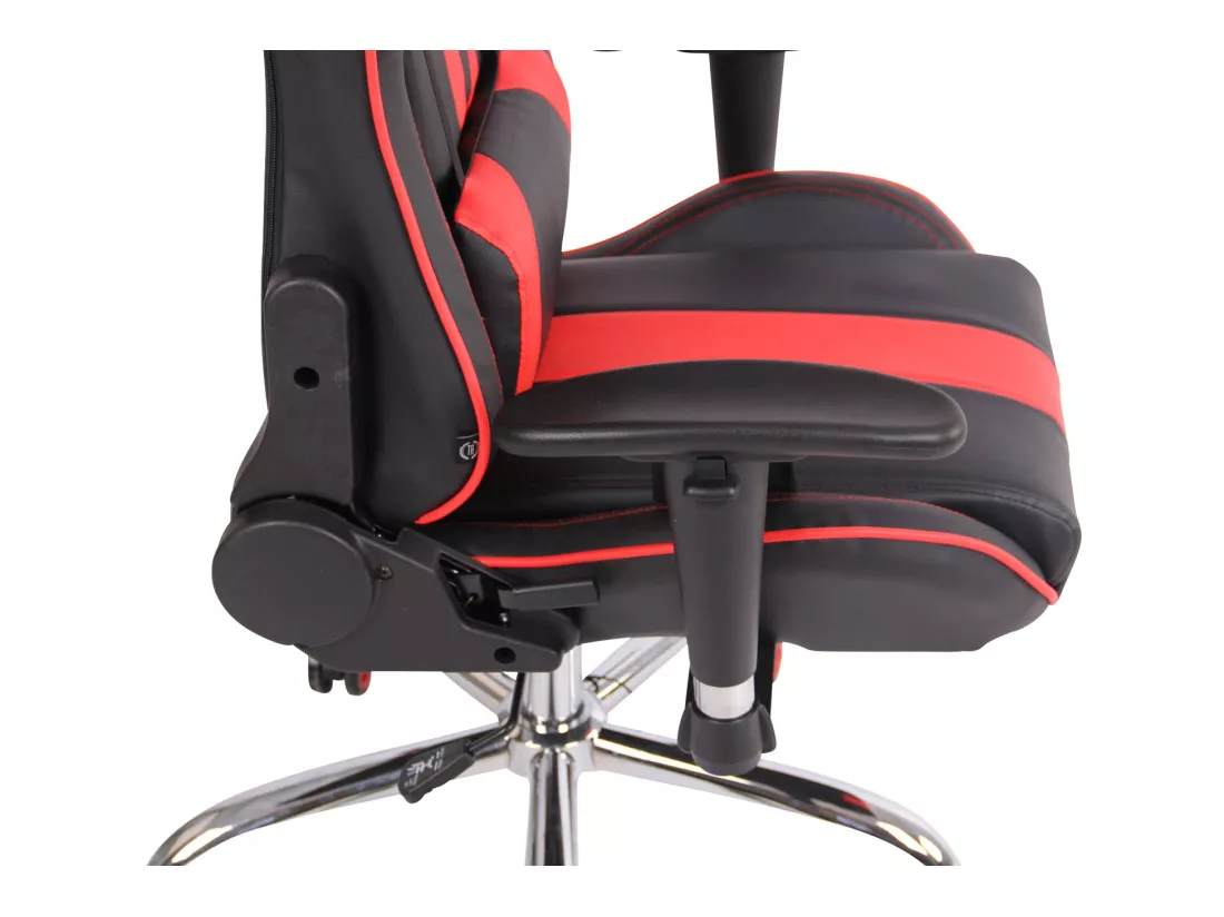 Chaise de bureau - Similicuir & Métal chromé - Noir / Rouge - Limit XM