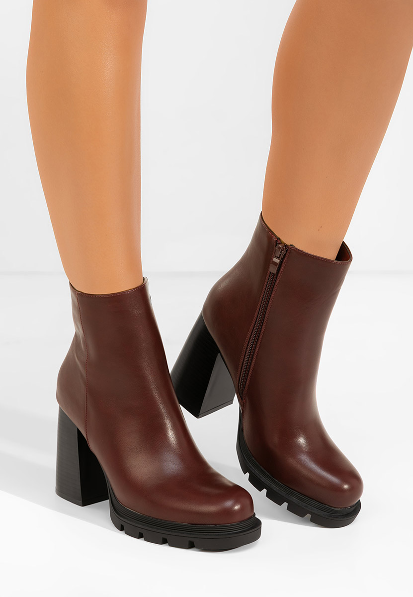 Bottines à gros talon bordeaux Neolia