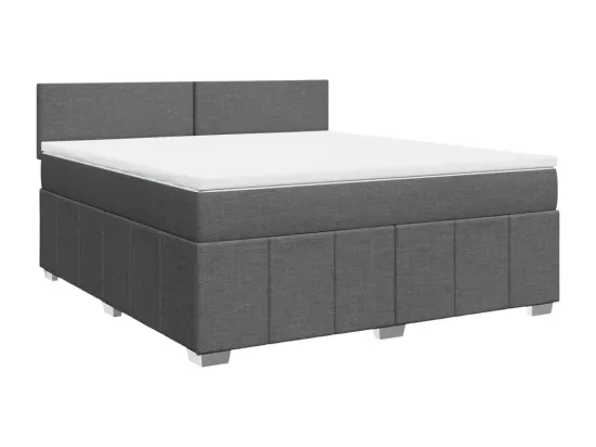Sommier à lattes de lit avec matelas Gris foncé 180x200cm Tissu