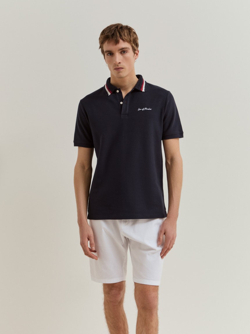Polo de manga curta em algodão