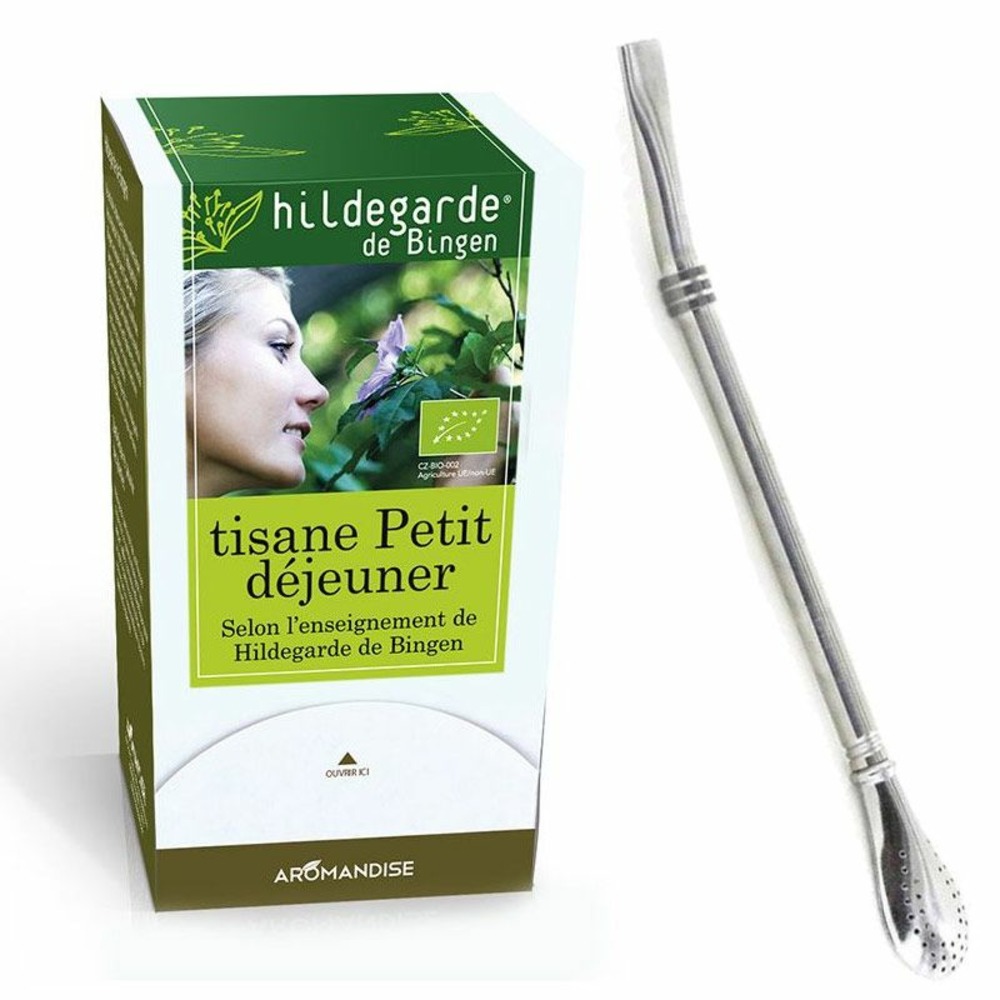 Tisane bio petit déjeuner + paille inox avec filtre