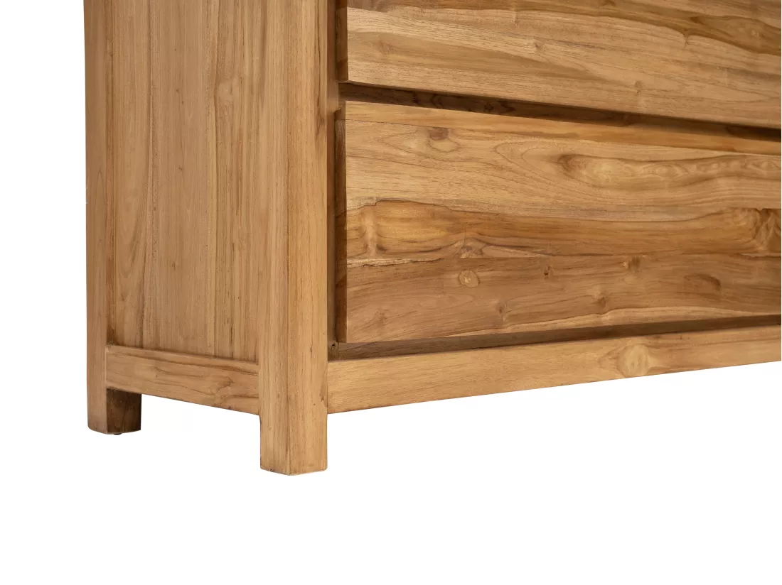 Commode 5 tiroirs en bois de teck - Coloris : Naturel - ALEMIA