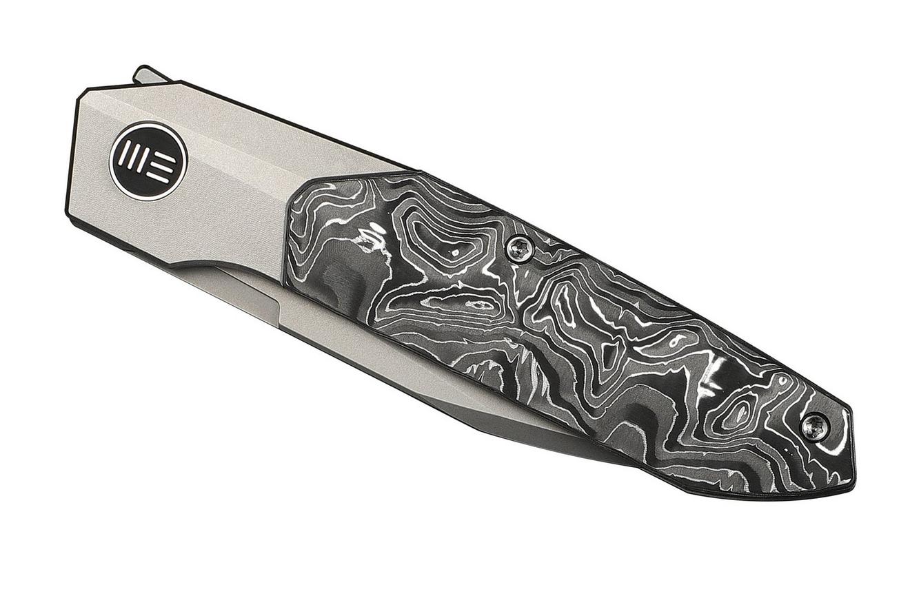WE Knife Brr15 WE24007-2 Stonewashed M390, Titanium Aluminum Foil Carbon Inlay, zakmes, Rafal Brzeski design