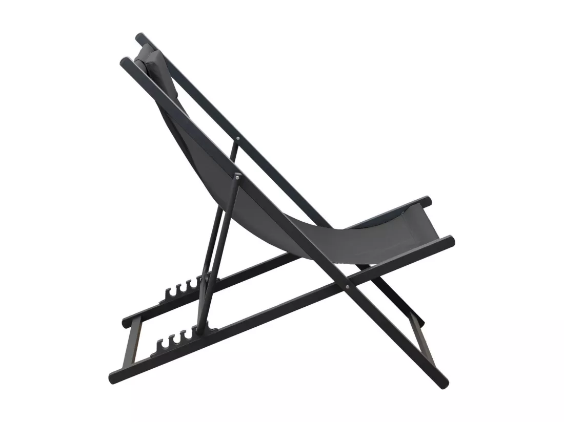 Chaise Longue Pliable Rebecca Mobili Atis 93x58x92 Polyester Aluminium Gris Foncé
