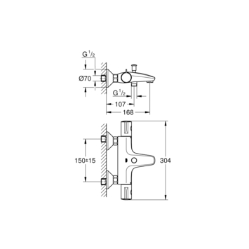 Grohe Thermostatische Badkraan Precision Feel Chroom 15 cm