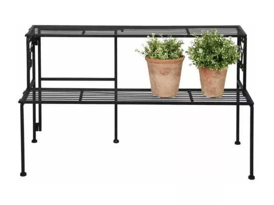 Etagère à plantes pliante en fer 2 niveaux