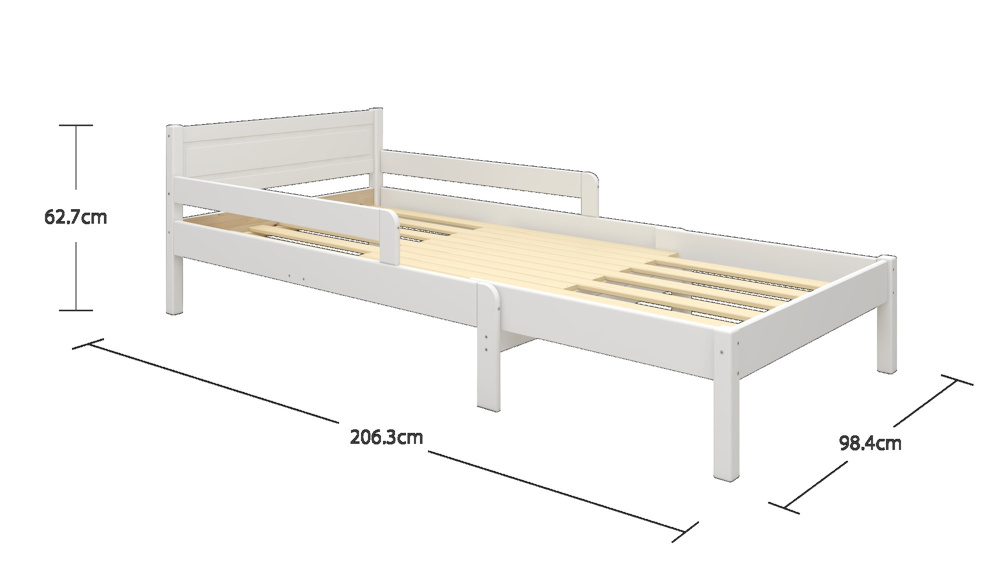 GOODproduct Kinderbett »Hero, Massivholzbett, ausziehbar von 140 bis 200 cm, FSC®« 90cm Breite, 140-200cm Liegefläche,  massive Kiefer, mit Lattenrost, zeitlose Optik,  Rausfallschutz