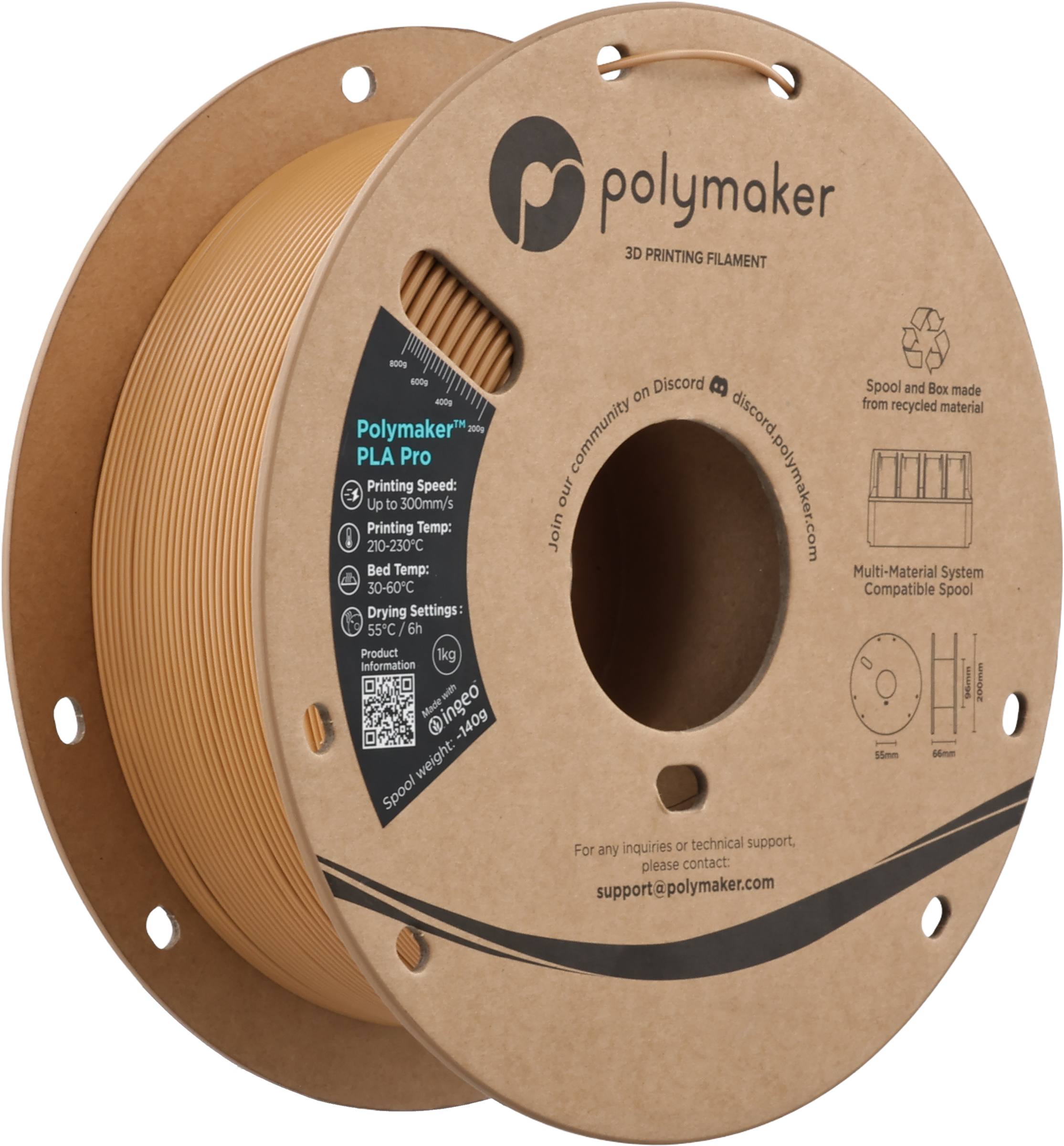 Polymaker  PLA Pro Army Beige, 1,75 mm / 1000 g    Neue, verbesserte Formulierung: Hochleistungs-High Speed-PLA in Army Beige
