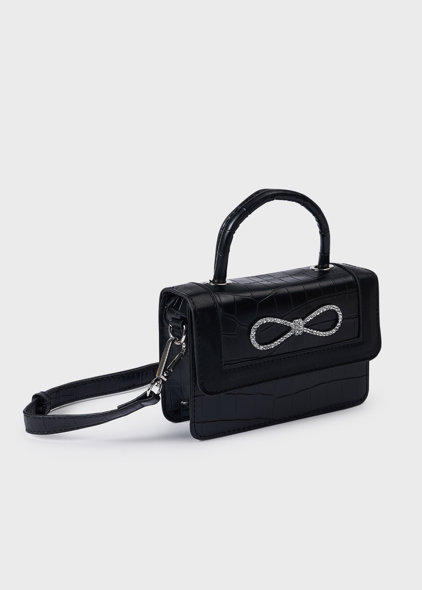 Bolsa de mão com aplique de laço decorativo para meninas