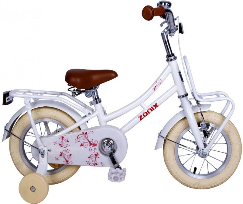 Zonix - Meisjesfiets - Wit - 12 Inch - Omafiets-stijl - Stevig Frame