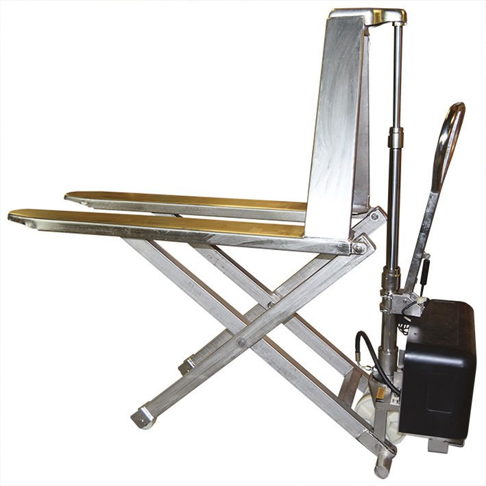 Transpalette électrique haute levée inox 316 1000 kg largeur 560 mm