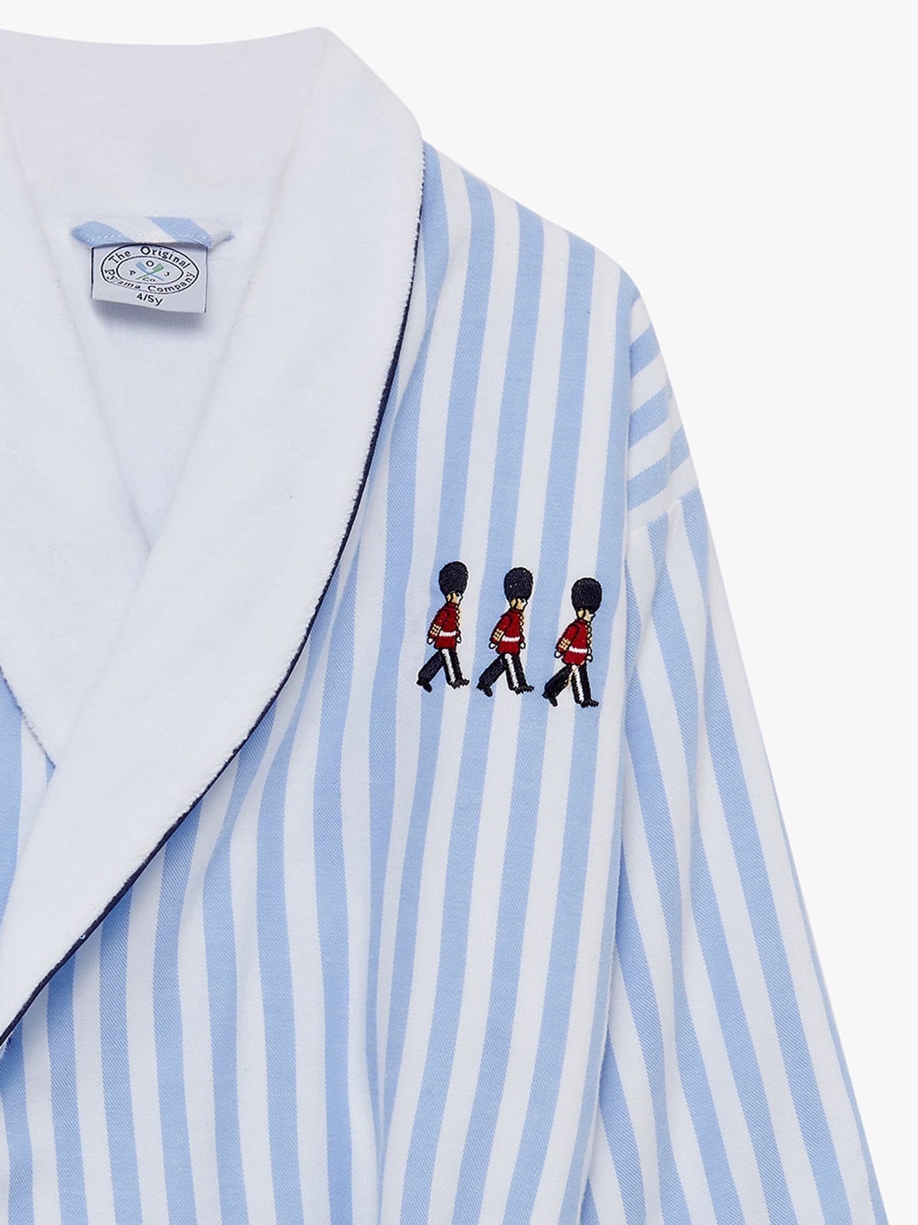 Trotters London Blue Stripe Felix 100% Cotton Bathrobe