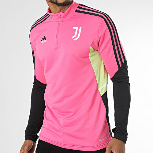 Sweat Col Zippé A Bandes HS7557 Rose