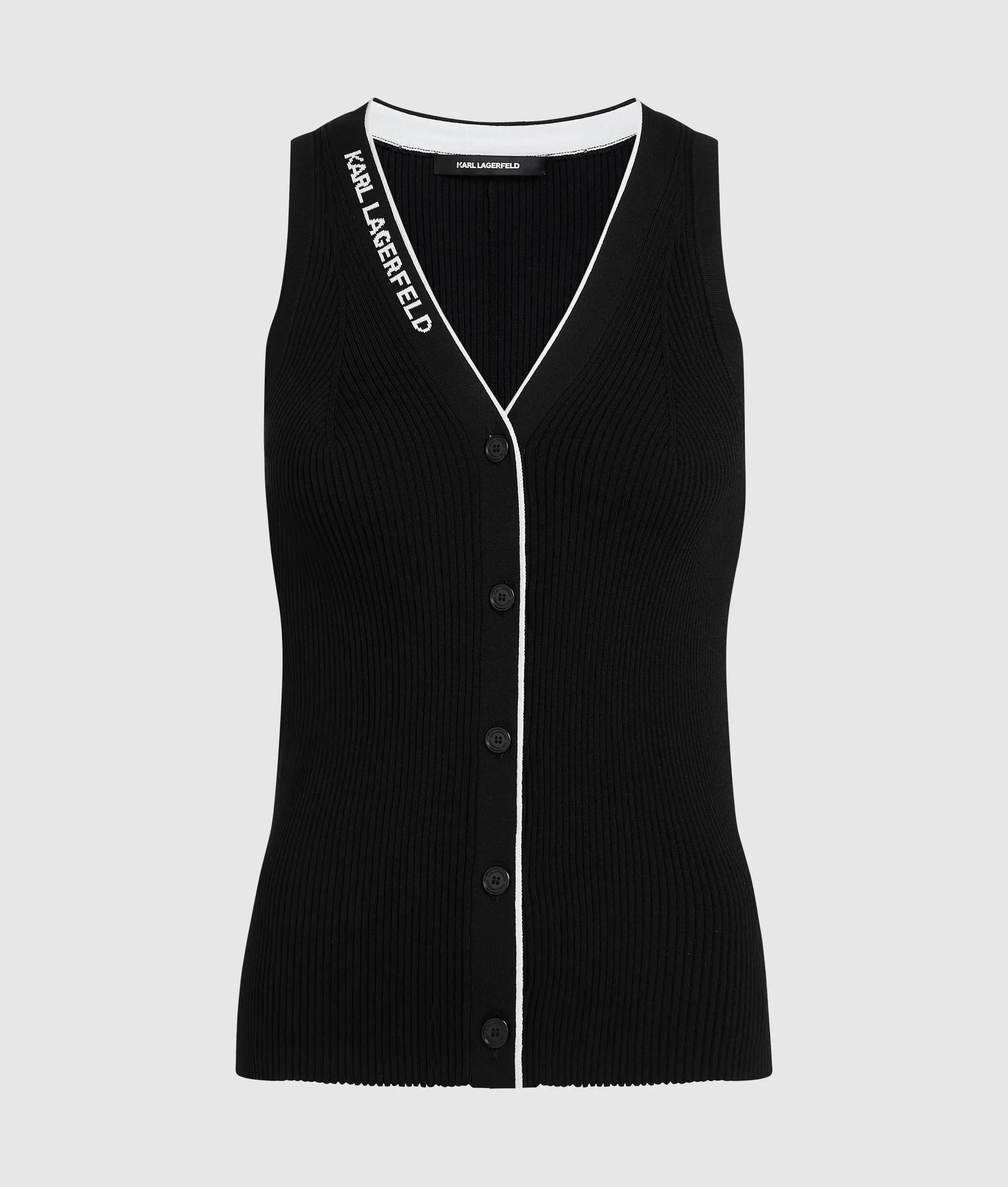 Gebreide top met V-hals en logo