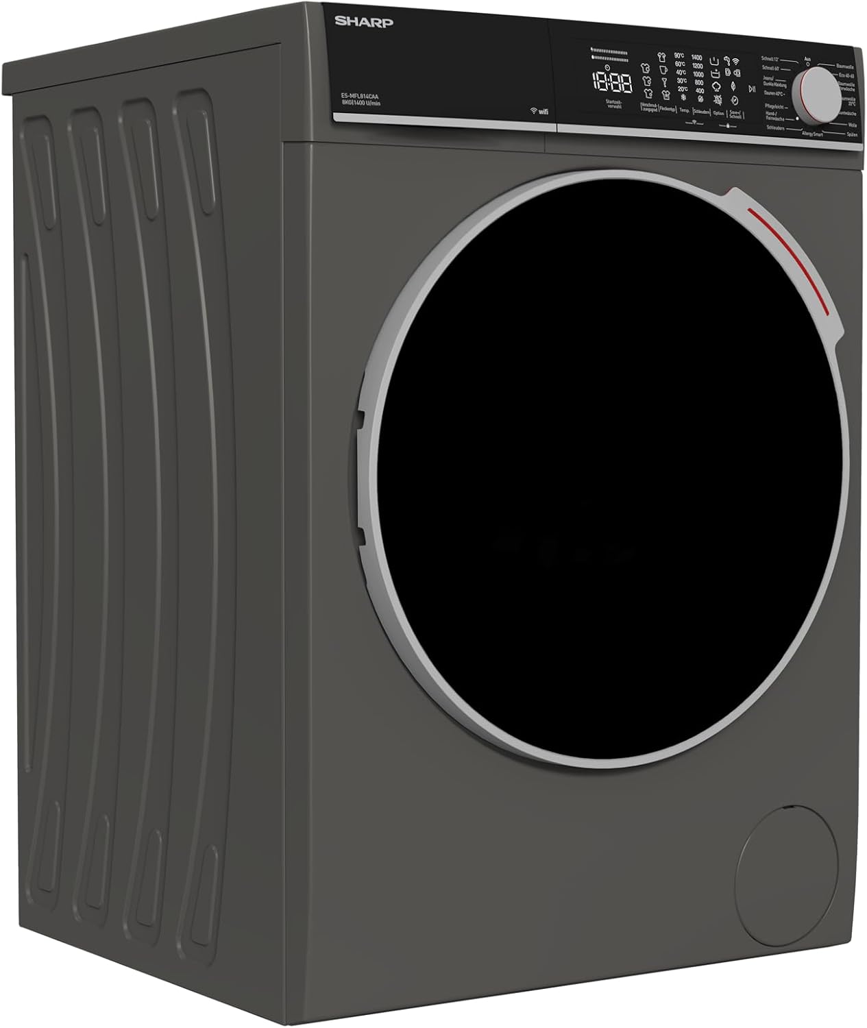 SHARP ES-MFL814CAA-DE Waschmaschine Frontlader | 8 kg | 1400 U/min | Energieklasse A | Inverter Motor | AquaStop | LED-Touchdisplay | Dampf | Microfiber Filter | Espresso Gray