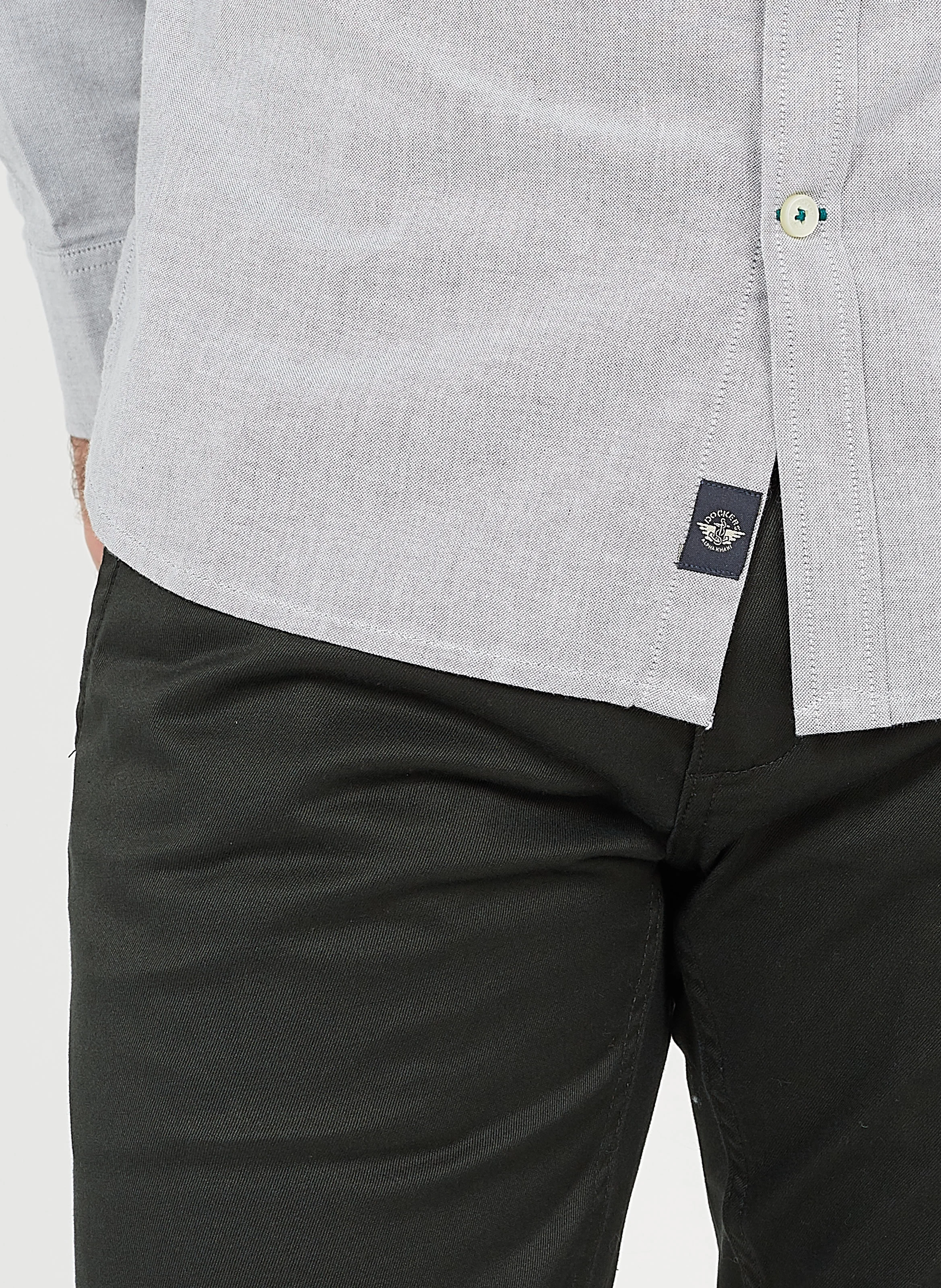 Chemise col américain regular fit en coton mélangé | Gris
