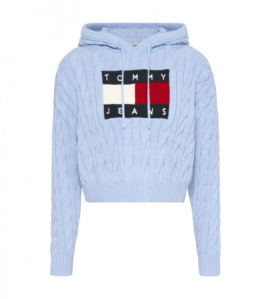 Moletom com capuz Tommy Jeans Cable Knit Azul