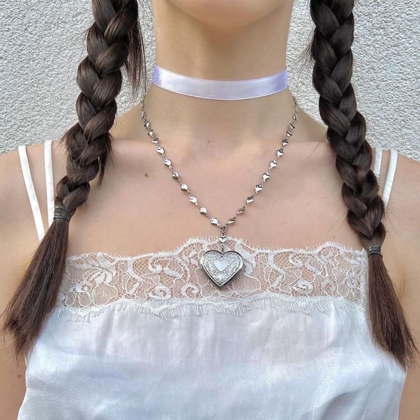Epoch - Gegraveerde hartvormige hanger ketting