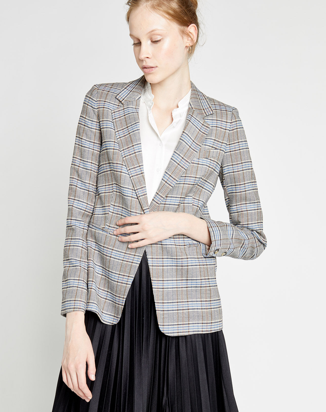 Caroll Blazer Fanelly imprimé Prince-de-Galles bleu/beige/marron