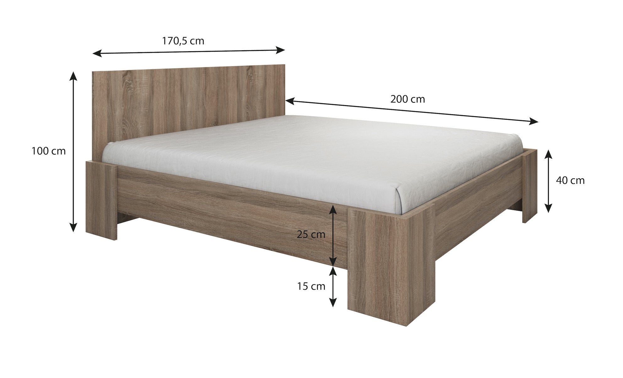 Monaco - Tweepersoonsbed - Eiken - 160x200 cm