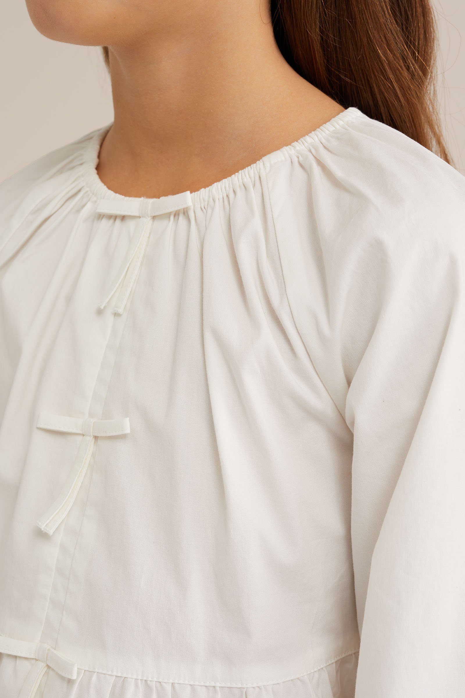 Meisjes blouse met strik WE Fashion Wit